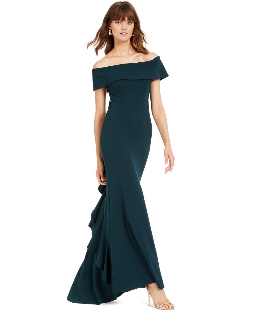 Picture of Betsy & Adam Women's Off-the-Shoulder Gown